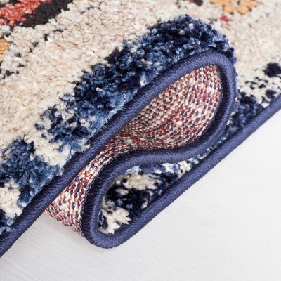 Luna Blue and Beige Synthetic Hand-knotted Area Rug