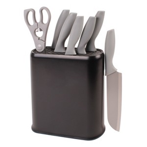 BergHOFF 8Pc Stainless Steel Kitchen Knife Set with Universal Knife Block - 1 of 4