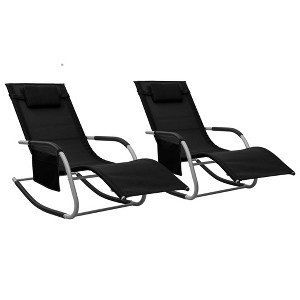 vidaXL Sun Loungers 2 pcs Textilene Black and Gray - 1 of 4