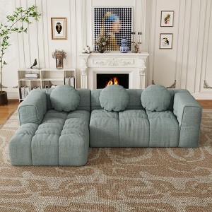 103" Chenille Upholstered L-Shaped Modular Sectional Sofa with 3 Pillows, Free Combination Sofa for Living Room, Apartment, and Bedroom - 1 of 4