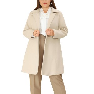 Agnes Orinda Women's Plus Size Notched Lapel Single Breasted Back Split Winter Long Pea Coats - 1 of 4
