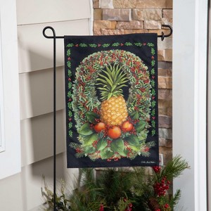 Evergreen Garden Flag Christmas Pineapple Wreath Burlap Double Sided Indoor Outdoor Decor 18" x 12.5" - 1 of 3