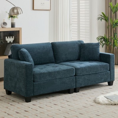 Hyleory Chenille Sectional Sofa,Indoor Furniture Convertible Modular Corduroy Sectional Sofa with a Optional coffee table