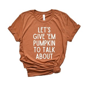 Simply Sage Market Women's Let's Give 'Em Pumpkin To Talk About  Short Sleeve Graphic Tee - 1 of 2