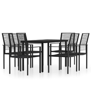 vidaXL Dining Set Black Powder-coated steel, PVC hollow rattan, glass - 55.1" table length 6 items - 1 of 4