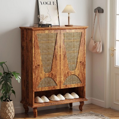 Hommoo Rattan Shoe Cabinet for Entryway