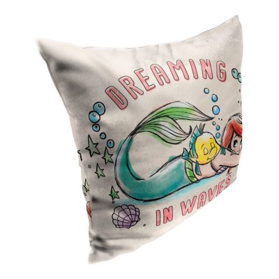 Disney Little Mermaid Dreaming In Waves 18" x 18" Throw Pillow