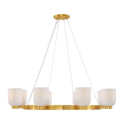 Isla Blanca 8-Light Warm Brass Chandelier with Porcelain Shades