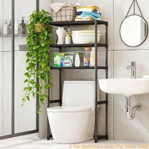 3 Tier Bathroom Over The Toilet Shelf, Freestanding Space Saver Metal Over The Toilet Shelf Organizer- for Most Toilets - 1 of 4