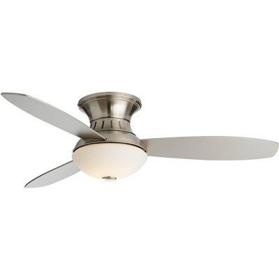 52" Possini Euro Design Modern Hugger Indoor Ceiling Fan with Light LED Remote Control Brushed Nickel for Living Room Kitchen Bedroom