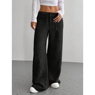 Women's Loose Fit Casual Wide Leg Corduroy Pants High Waist Comfortable Retro Style Trousers for Everyday Wear
