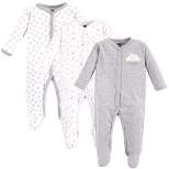 Hudson Baby Baby Cotton Snap Sleep and Play 3pk, Gray Clouds