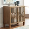 55 Downing Street Mason 33 3/4 Wide Oak Wood and Mirrored 2-Door Cabinet - 2 of 4