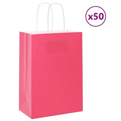 vidaXL Paper Bags 50 pcs with Handles Pink 5.9x3.1x8.3"
