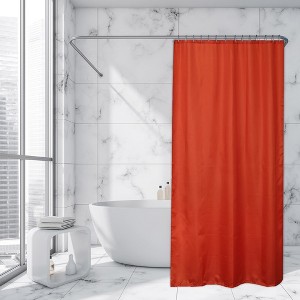 Evideco French Home Goods Extra Long Shower Curtain Polyester 12 Rings 79"L x 71"W - 1 of 4