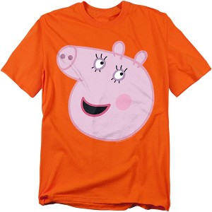 Men's Peppa Pig Mummy Pig Face T-Shirt, Orange, Large - 1 of 4