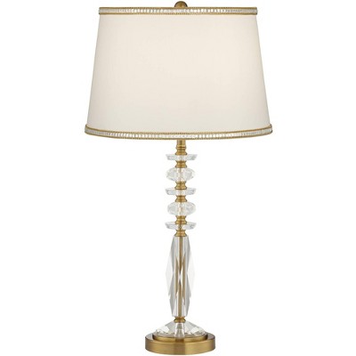 glass and gold table lamp