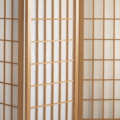 Natural 4-Panel Shoji Screen Room Divider