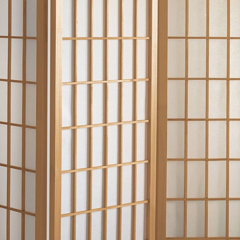 4 ft. Tall Window Pane Shoji Screen - Natural (4 Panels), 3 of 6