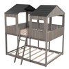 NicBex Full over Full Bunk Bed Loft Bed House Shape Wooden Bed Frame with Windows, Inclined Ladder and Guardrail, No Box Spring Required - 3 of 4