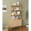 Rattan Ladder Bookshelf, 31.5" Wide 6-Tier Bookcase with Cabinet Doors, Wooden Storage Shelf for Living Room or Office - 2 of 4