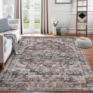 Living Room Rug Vintage  Washable Rug Non Slip Distressed Floor Cover Low Pile Ultra-Soft Carpet for Bedroom Office - 1 of 4