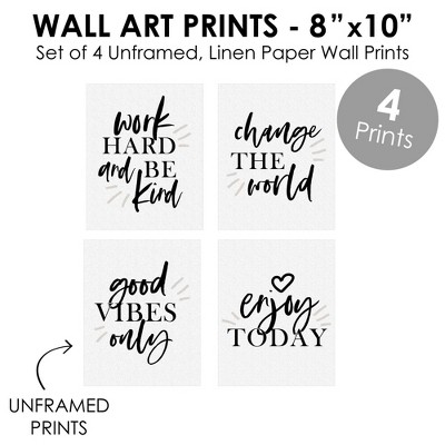 Black and White Linen Paper Motivational Quote Wall Art Set