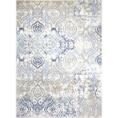 Home Dynamix Melrose Audrey Ogee Damask Area Rug, Ivory/blue, 4'x5'4 ...