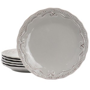 Gibson Modern Southern Home 6 Piece 11 Inch Scalloped Stoneware Dinner Plate Set - 1 of 4