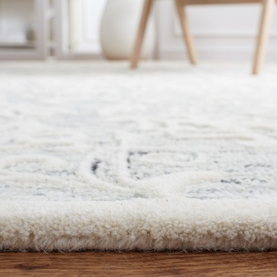 Grey and Ivory Floral Hand-Tufted Wool 8' x 10' Area Rug