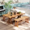 Tangkula 51 Inches Acacia Wood Outdoor Bench w/ Slatted Seat & X-Shaped Frame - 4 of 4