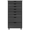 vidaXL Rolling Cabinet Grey Solid Pine Wood, Engineered Wood, Plastic - 4 of 4