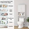Over Toilet Storage Cabinet Bathroom Shelf Organizer with Anti - Tip Device Small Freestanding Space Saver White Adjustable Shelf - 4 of 4