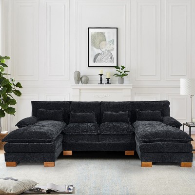IULULU U-Shaped Sectional Sofa, 112.06'' Chenille Comfy 4-Seat Cloud Couch