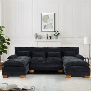 IULULU U-Shaped Sectional Sofa, 112.06'' Chenille Comfy 4-Seat Cloud Couch - 1 of 4