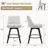 Swivel Bar Stool Set of 2, 26" H Linen Fabric Upholstered Barstools, Modern Counter Stool, Wood Legs, for Kitchen Island, Dining Room - 2 of 4