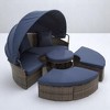 Outdoor Round Daybed Patio Furniture Set with Retractable Canopy, Washable Cushions, and Clamshell Design - 4 of 4