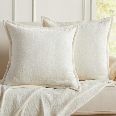 White Cotton Polyester Square Pillow Covers 20" x 20"