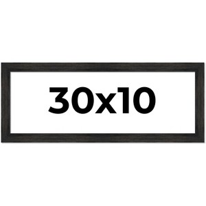 PosterPalooza | 30x10 Wide Barnwood Picture Frame, UV Acrylic, 6 Finishes - Grey, Brown, White, and Black - 1 of 4