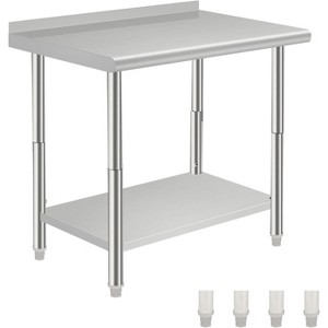 36"x24" Stainless Steel Prep Table, Stainless Steel Workbench, 662 lbs Load Capacity, 3-Stage Adjustable Shelf, with Hook, Arc Corner Edge - 1 of 4