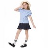 BLUEMING Girls Short Sleeve Peter Pan Collar Blouse Puff Sleeve Button Down Shirts Uniform Blouse for 3-12 Years - 3 of 4