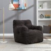 VYNXARIA Soft Teddy Fabric Tufted Foam Bean Bag Chair With Teddy Fabric Dark Gray - 4 of 4