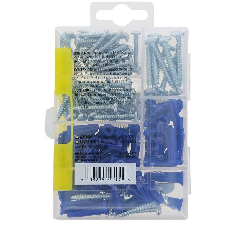 Hillman 72pc Plastic Anchors with Screws Kit, 4 of 6