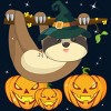 Men's Design By Humans Funny Witch Sloth With Jack O Lantern Halloween T-Shirt By thebeardstudio Tank Top - 2 of 3