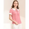 Allegra K Women's Contrast Doll Collar Polka Dots Short Sleeves Blouse - 4 of 4
