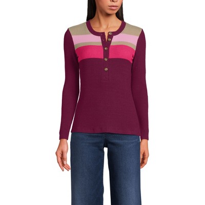 Lands' End Women's Long Sleeve Cozy Rib Henley Top