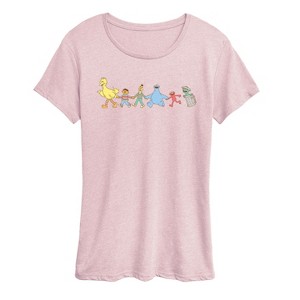 Women's - Sesame Street - SS Group Muted Short Sleeve Graphic T-Shirt - 1 of 3