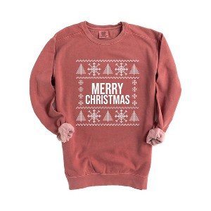 Simply Sage Market Women's  Garment Dyed Graphic Sweatshirt Merry Christmas Sweater - 1 of 4