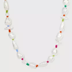 White Pearl Beaded Necklace - A New Day™