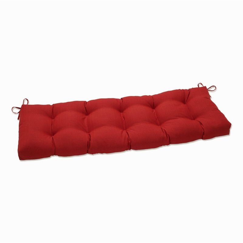 48&#34; x 18&#34; Outdoor Tufted Bench/Swing Cushion Splash Flame Red - Pillow Perfect, 1 of 10
